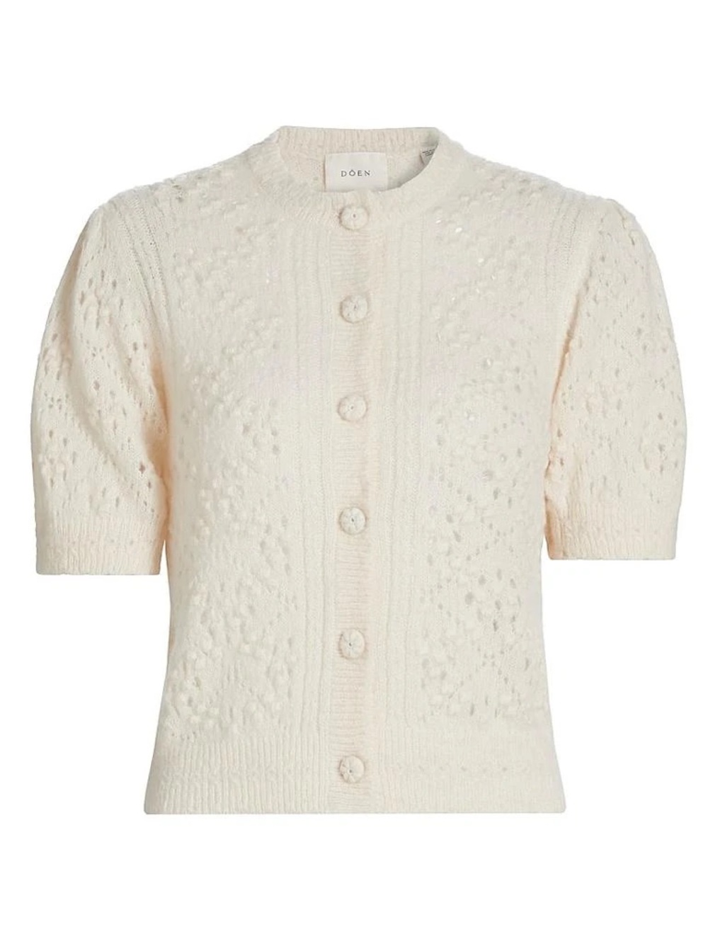 Doen Mirabelle Alpaca Pointelle Crochet Ivory Cardigan NWT - Picture 3 of 9